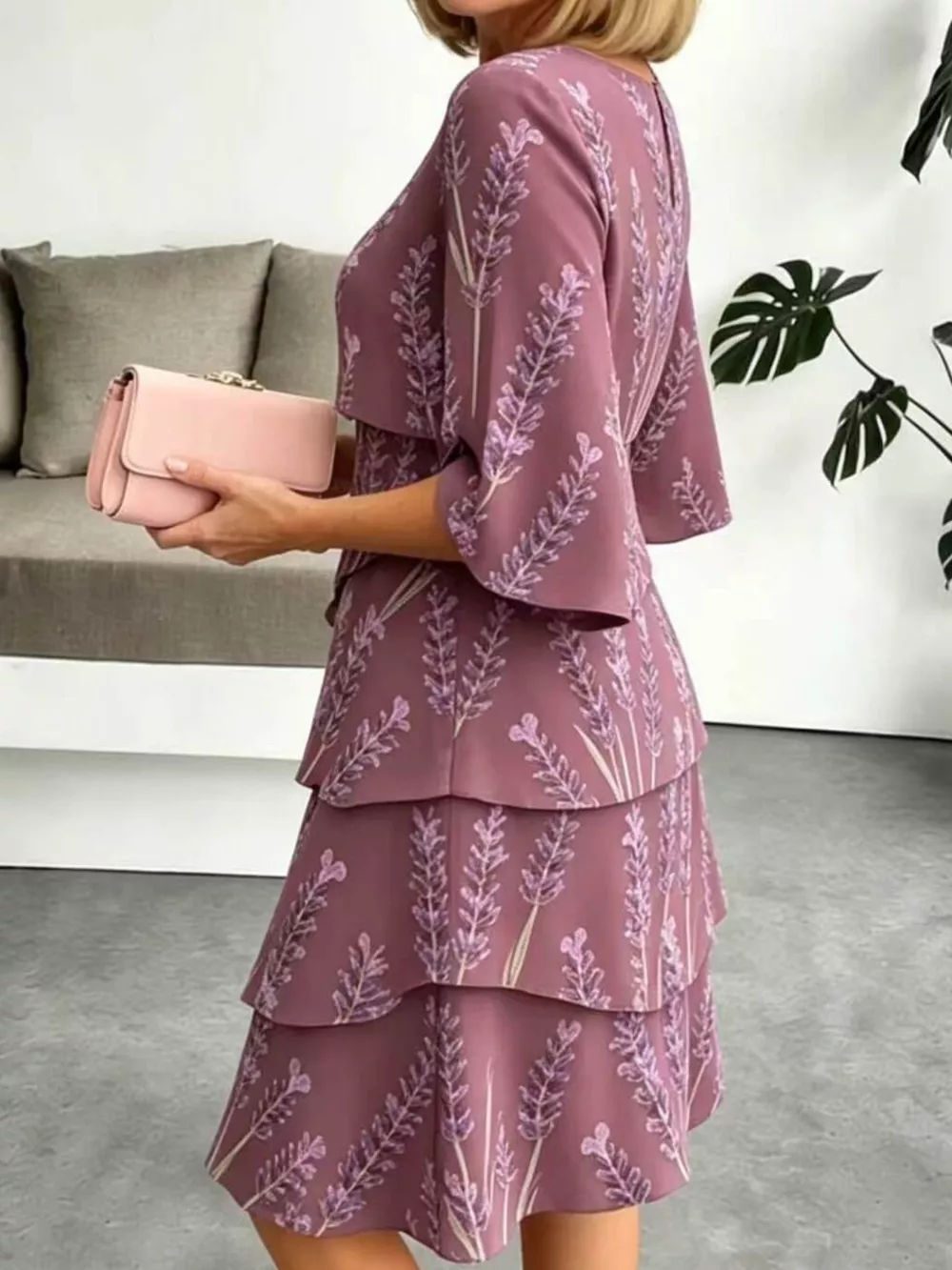 Full Size Floral Print Ruffle Hem Dress Plus Size, image 12