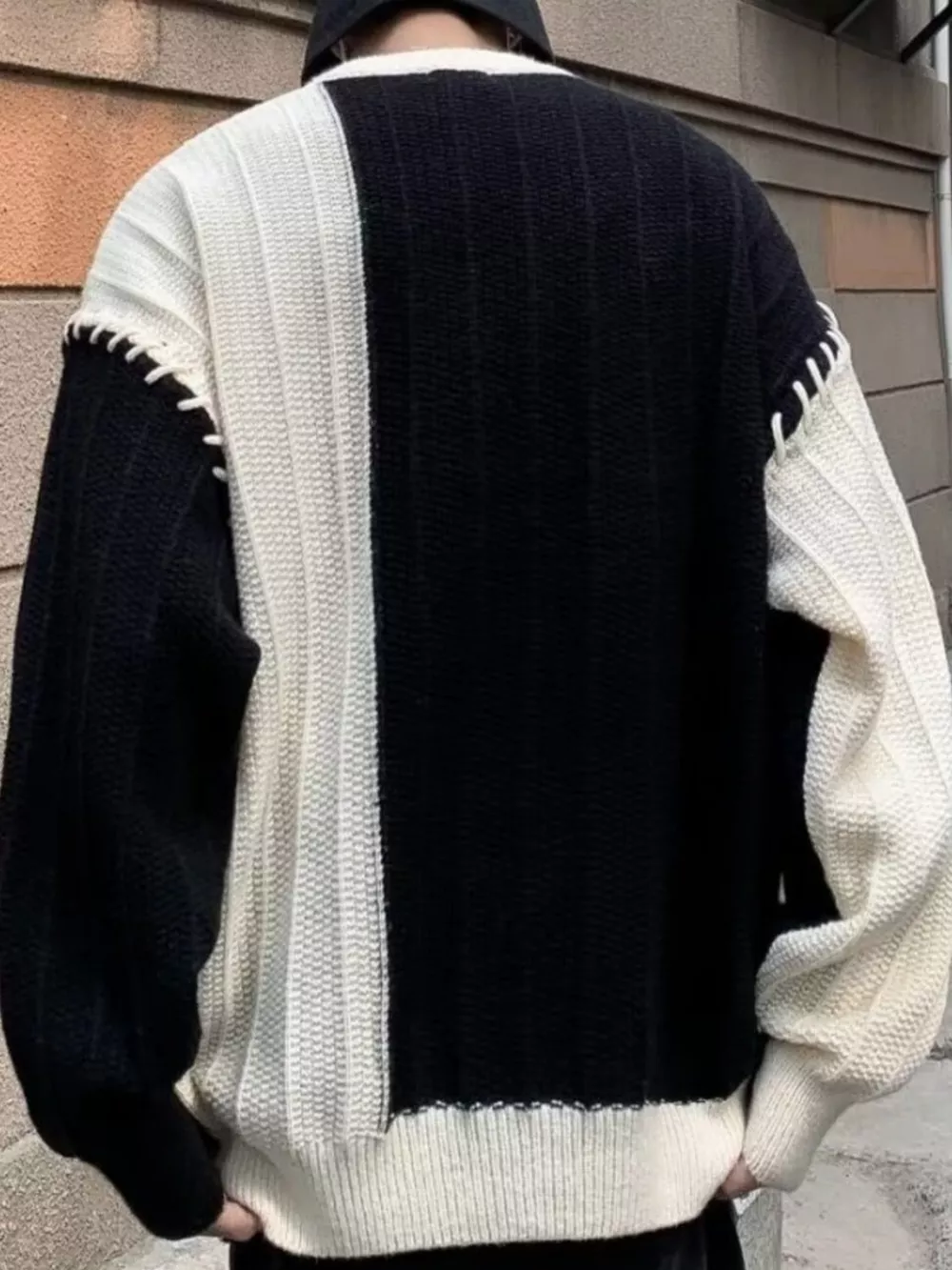 Men's Color Block Round Neck Sweater, image 6