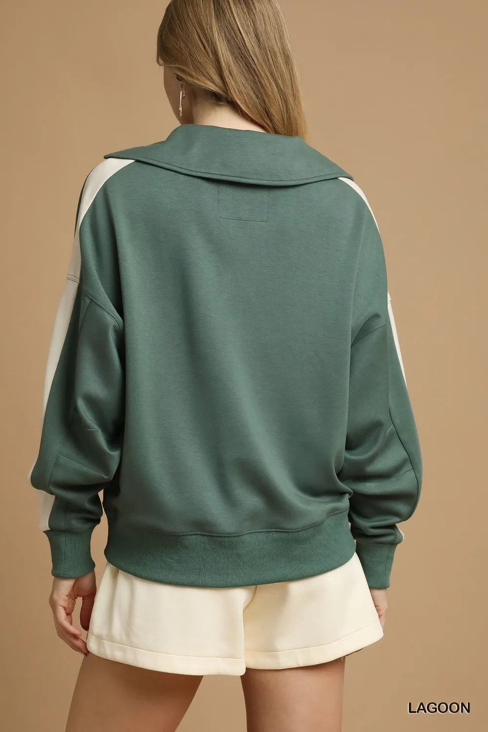 Contrast Long Sleeve Sweatshirt with Collar, image 4