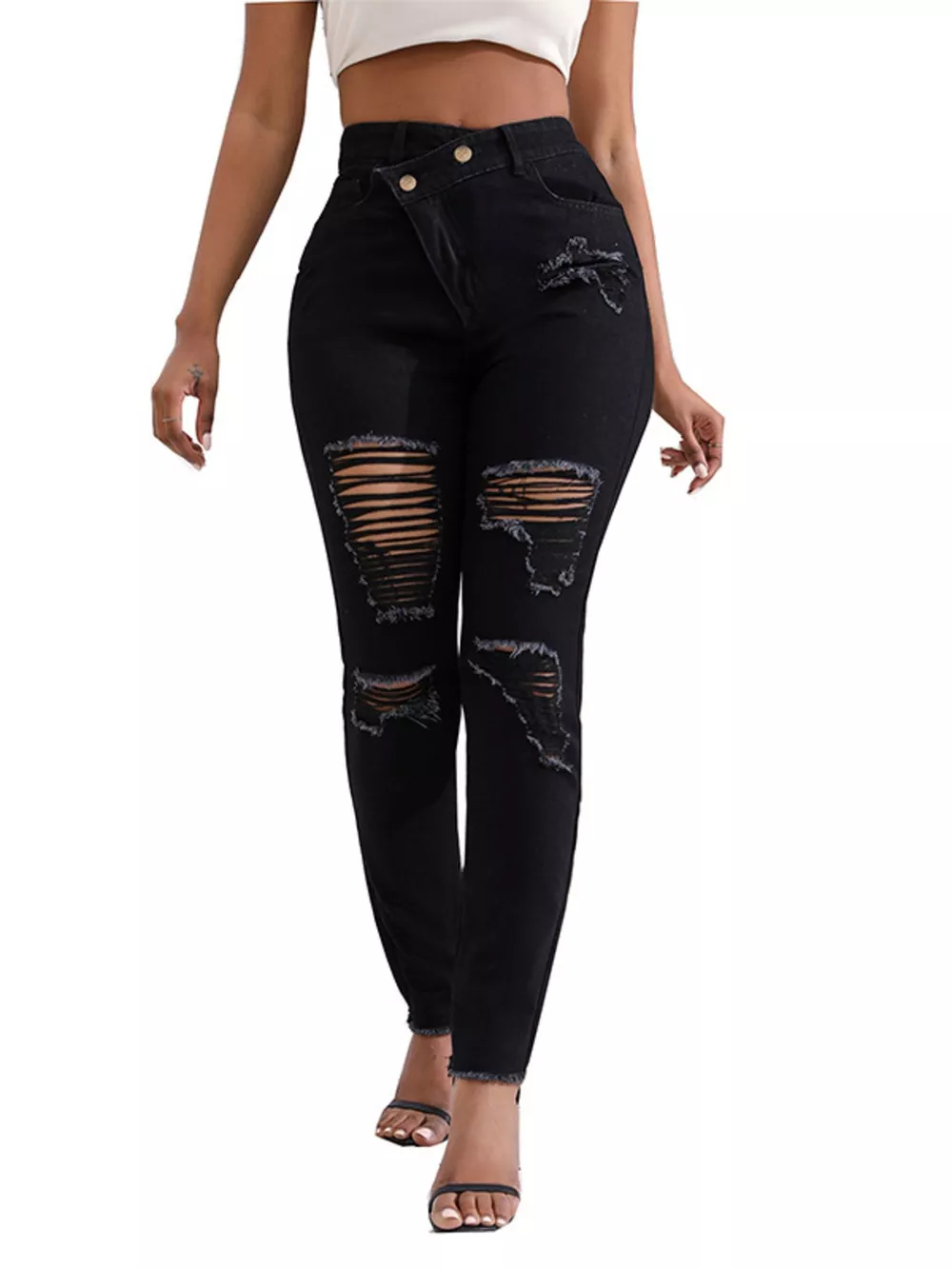 Distressed High-Waisted Jeans, image 3