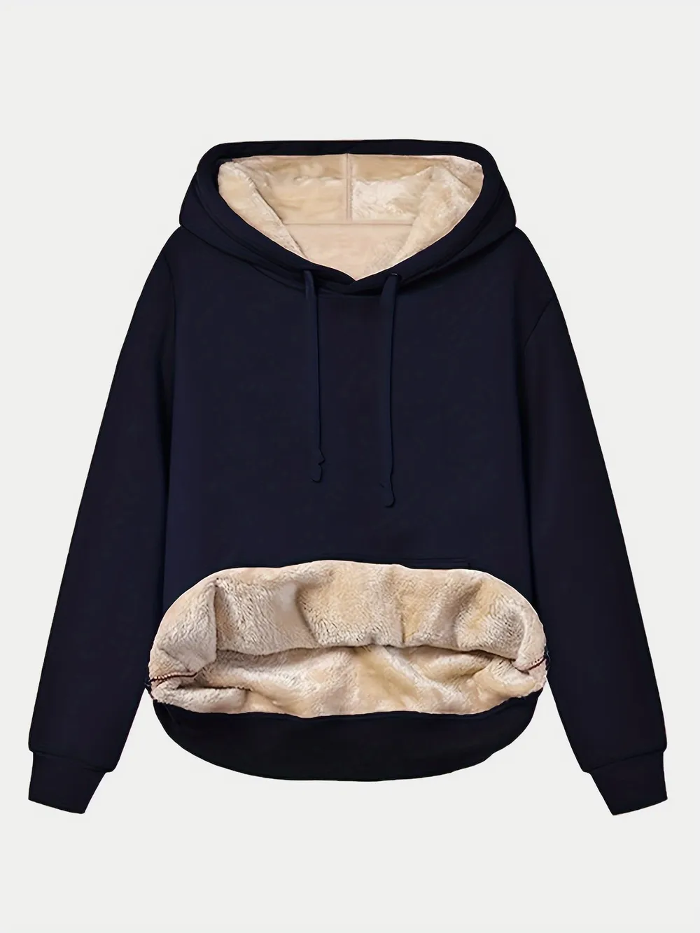 Drawstring Long Sleeve Hoodie with Kangaroo Pocket, image 12