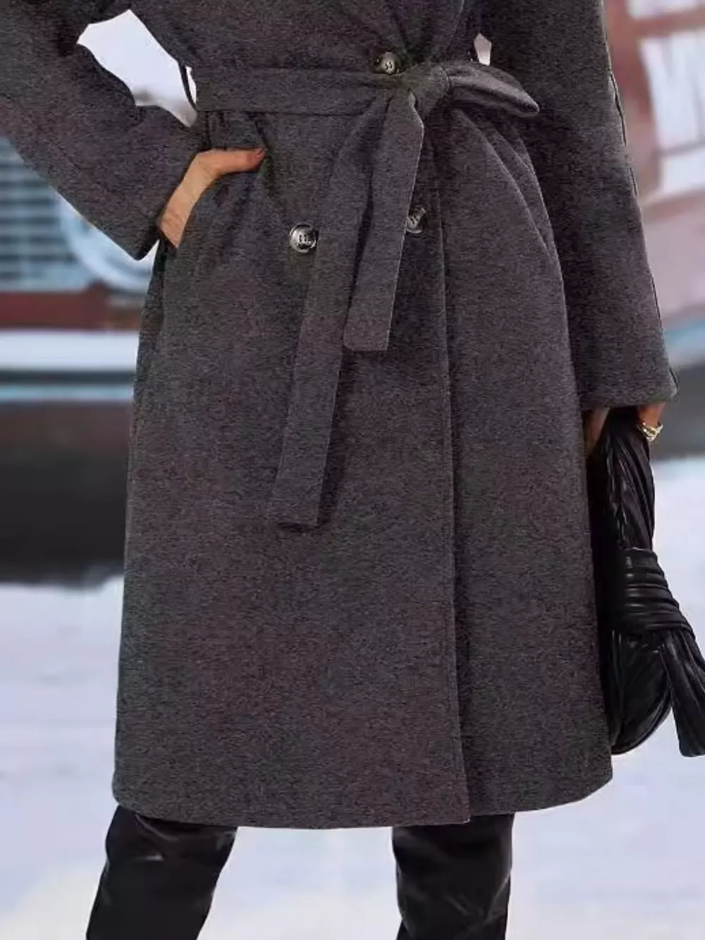 Double-Breasted Lapel Collar Overcoat, image 25
