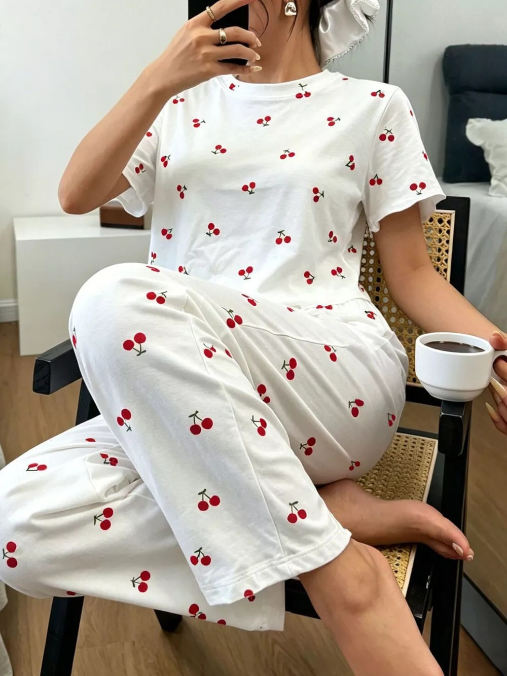 Polka Dot Short Sleeve Top and Shorts Set, image 15