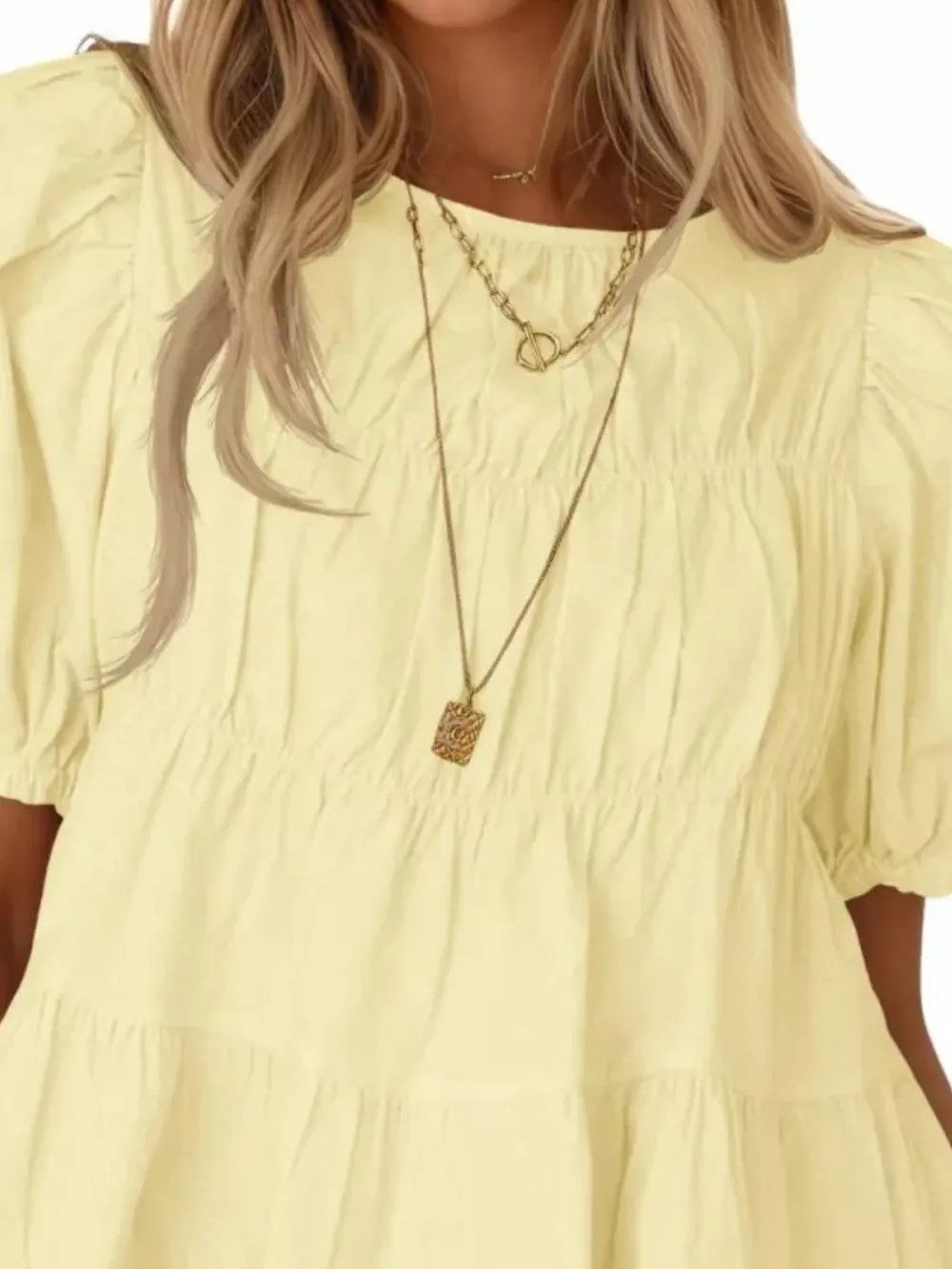 Ruched Tiered Puff Sleeve Blouse, image 12