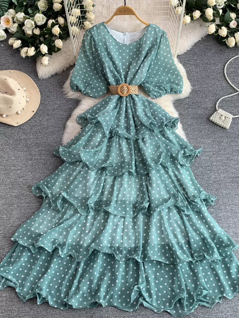 Polka Dot Ruffled Tiered Dress, image 21