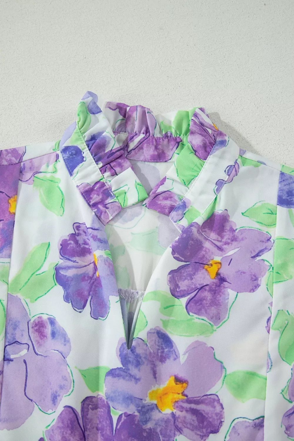 Floral V Collar Short Sleeve Tiered Ruffle Mini Dress, image 7
