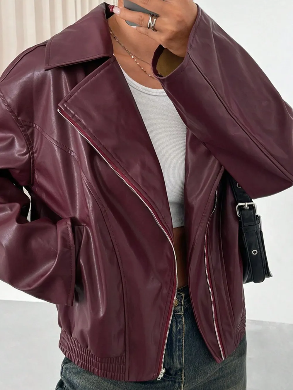 Zip Up Drop Shoulder Jacket, image 2