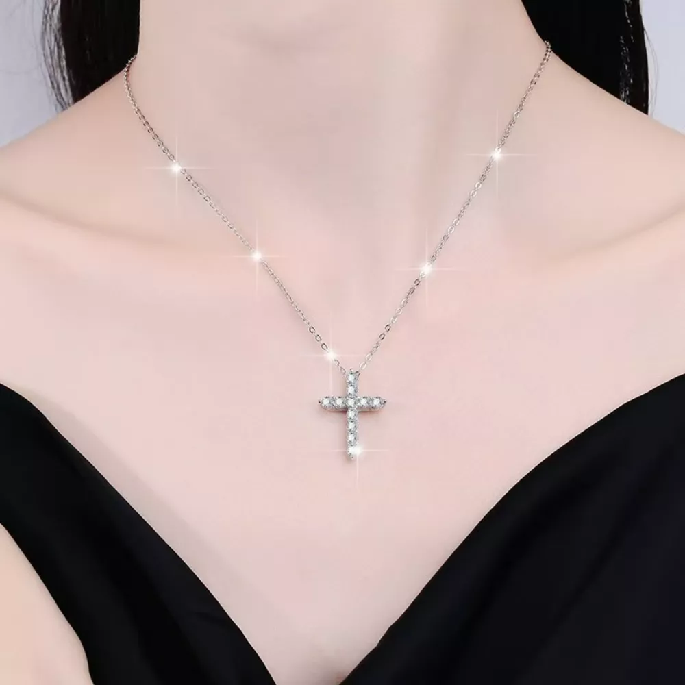 925 Sterling Silver Cross Pendant Necklace, image 2