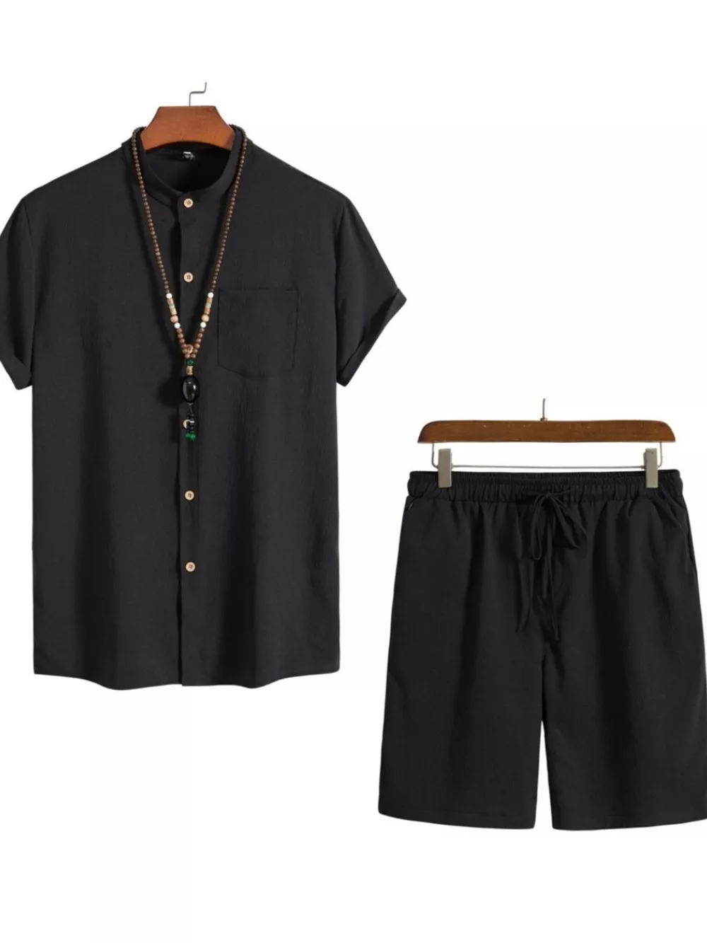 Men's Plus Size Casual Short Sleeve Shirt and Shorts Set, image 6