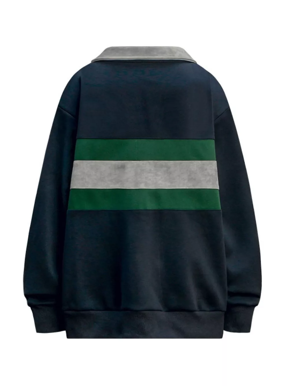 Men's Contrast Striped Button Detail Long Sleeve Polo Sweatshirt, image 3