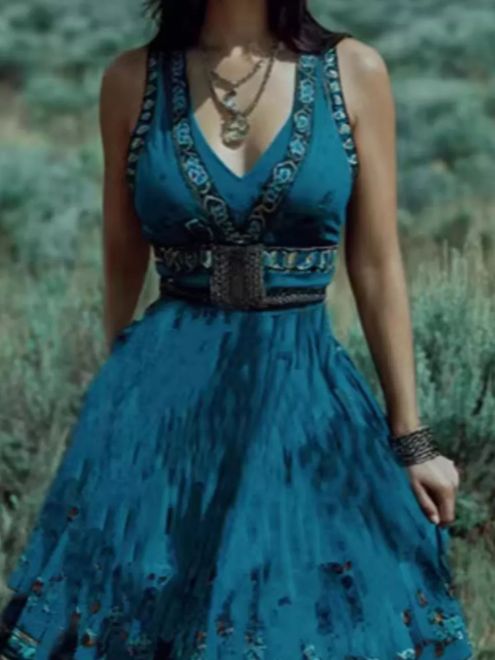 Printed V-Neck Maxi Dress, image 2