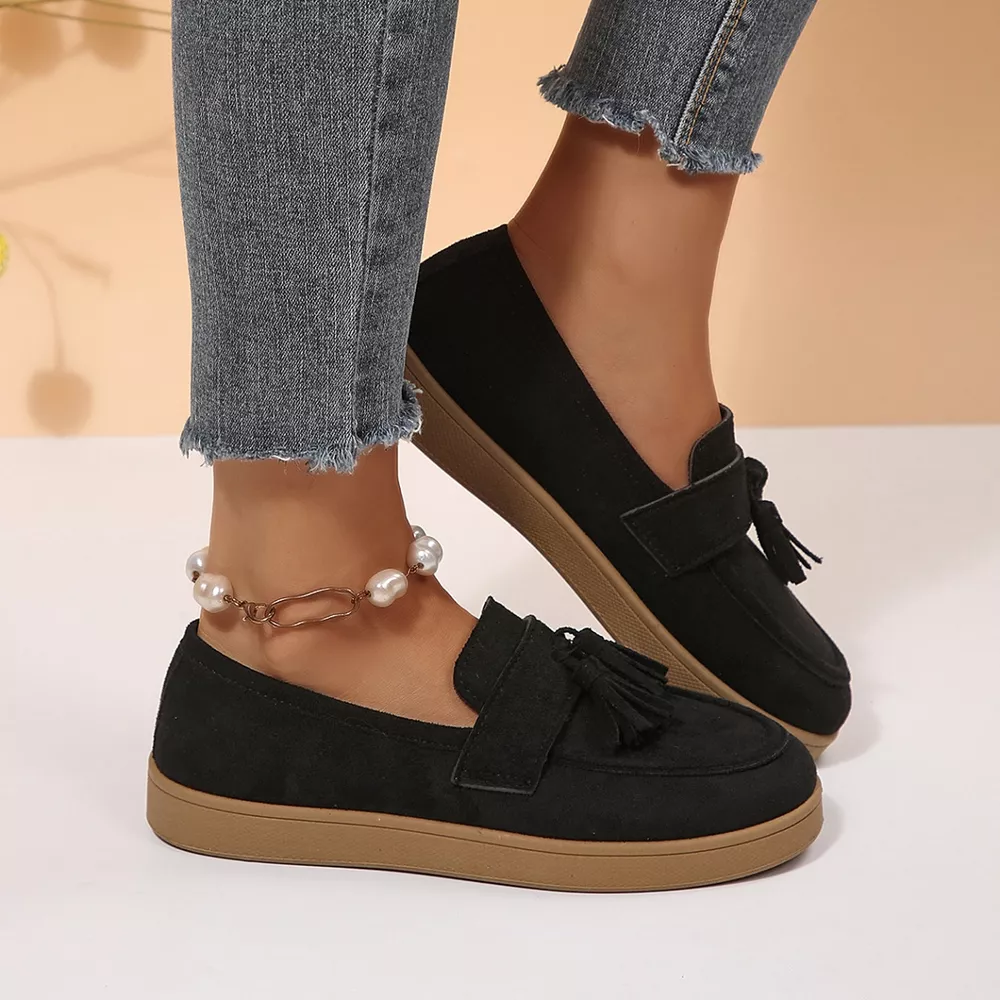Tassel Suede Loafers with Comfortable Flat Sole, image 9