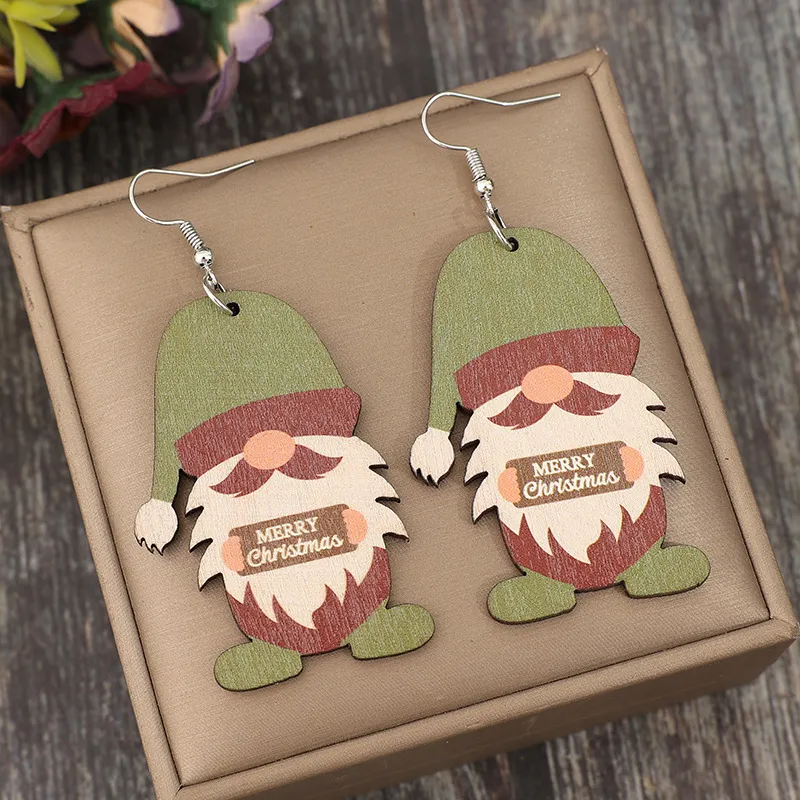 Wooden Gnome Dangle Earrings, image 2
