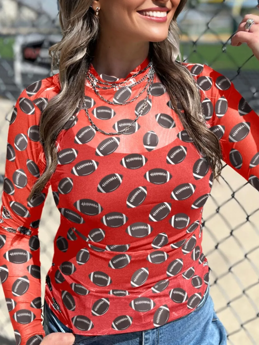 Game Day Mesh Sheer Long Sleeve Top, image 8