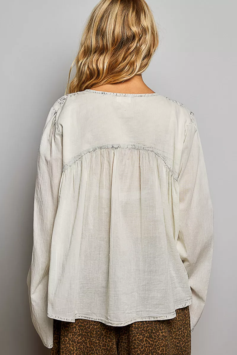 POL Embroidered Button Front Woven Shirt, image 3