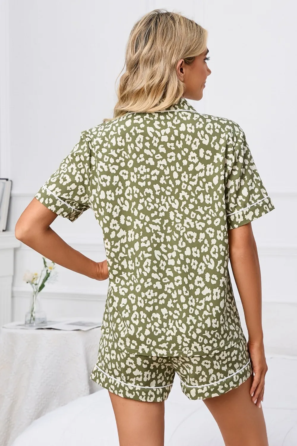 Full Size Leopard Short Sleeve Top and Shorts Lounge Set Plus Size, image 7