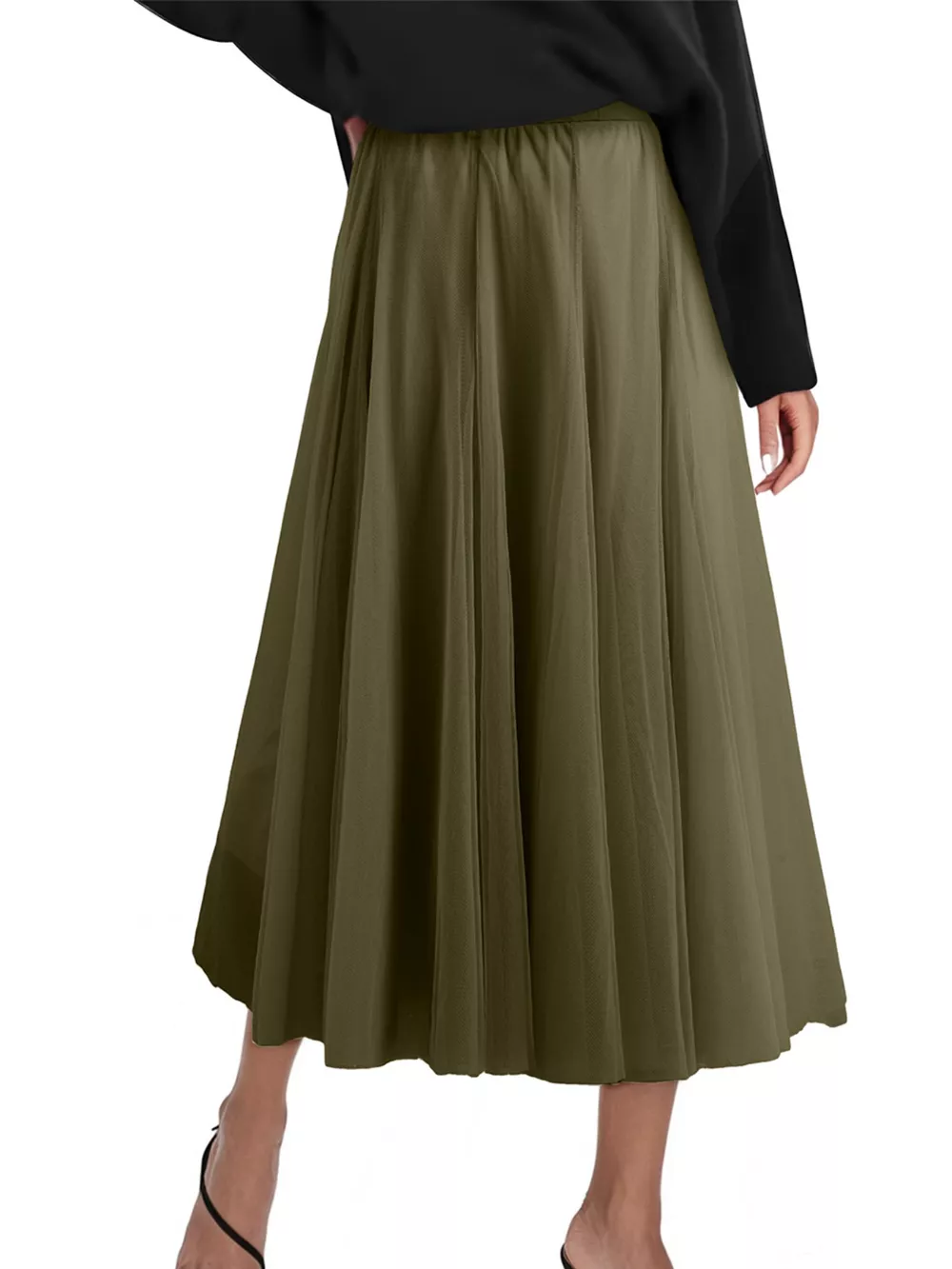 Tulle A-Line Midi Skirt, image 2