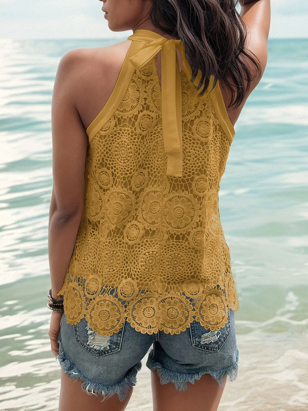 Lace Tied Mock Neck Tank, image 11
