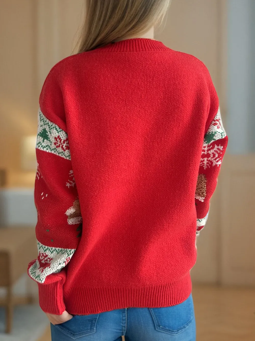 Christmas Element Round Neck Long Sleeve Sweater, image 2