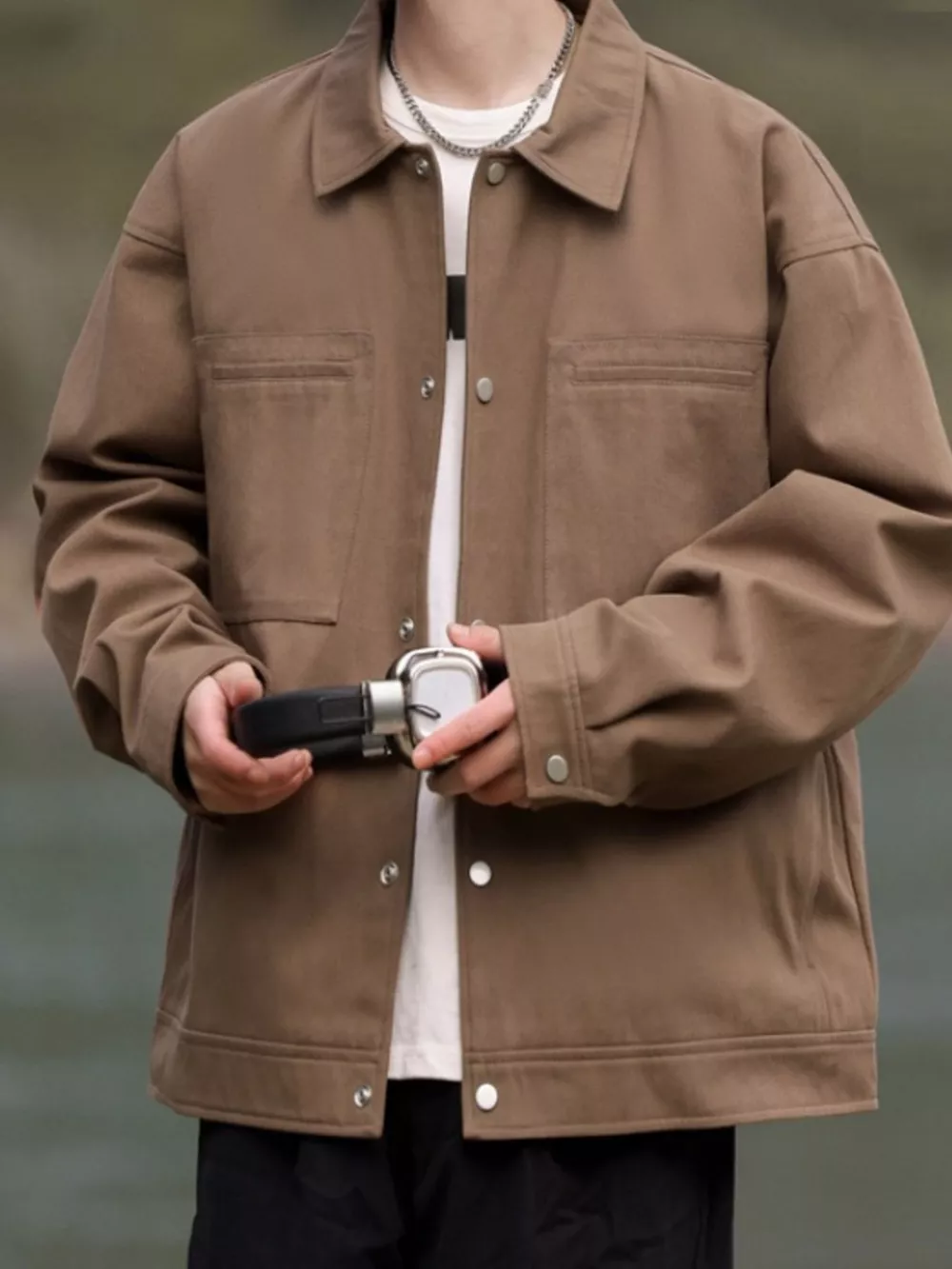 Men's Plus Size Casual Snap-Down Jacket, image 2