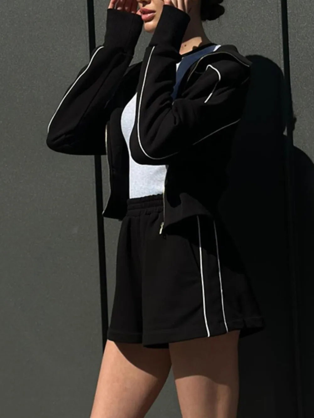 Zip Up Long Sleeve Top and Shorts Set, image 20