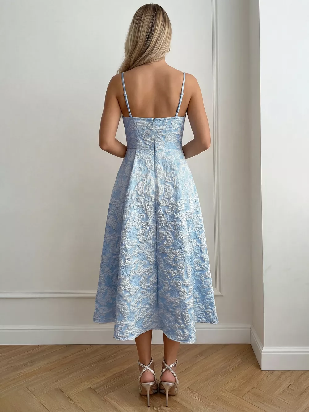 Textured A-Line Midi Dress, image 8