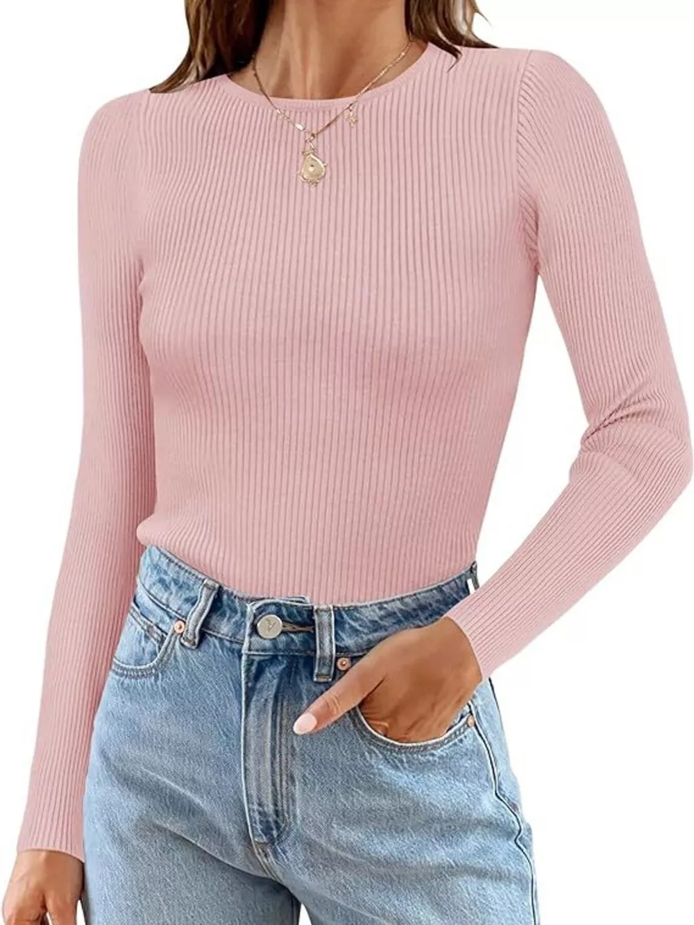 Ribbed Knit Slim Fit Long Sleeve T-Shirt, image 10