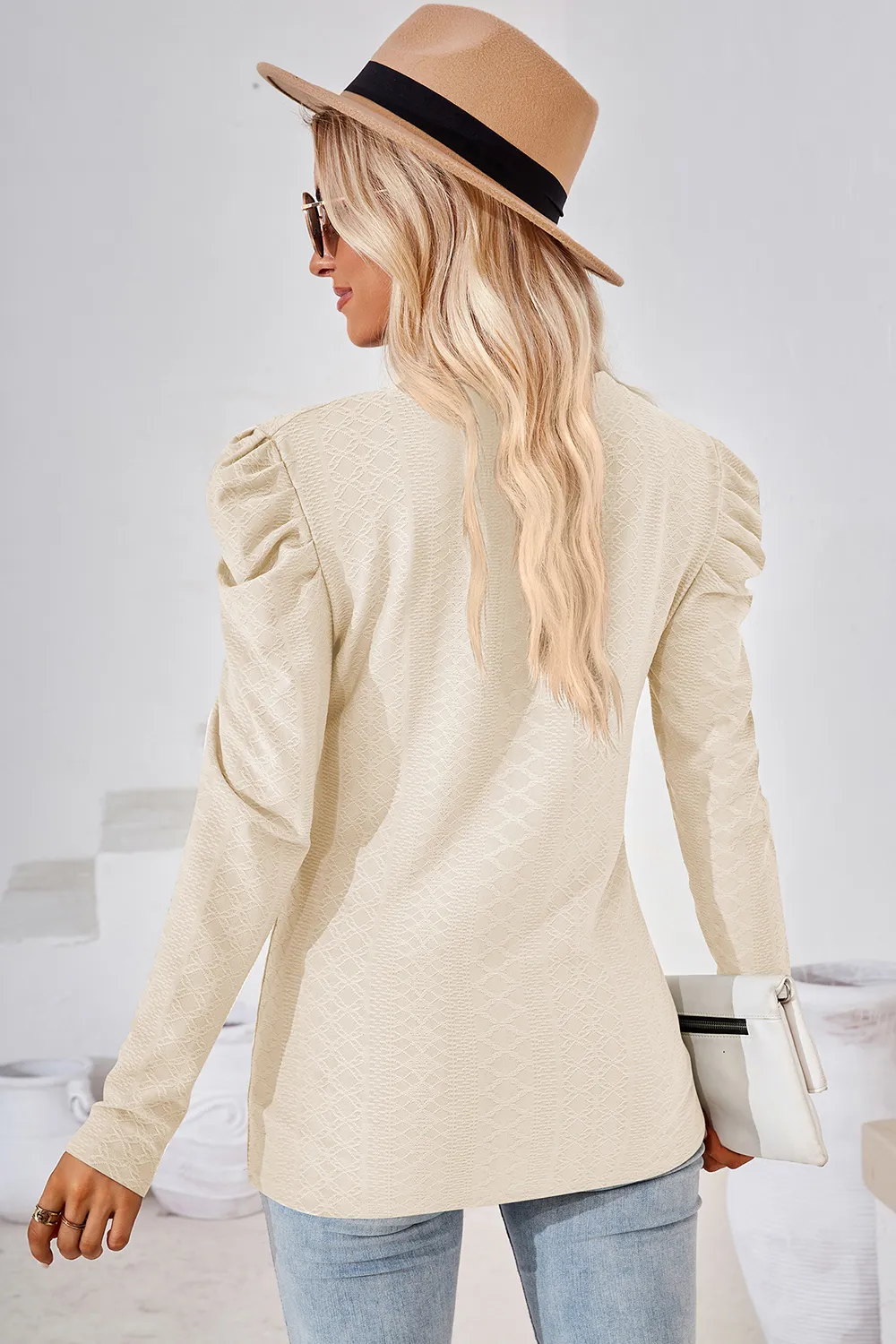 Round Neck Puff Sleeve Blouse, image 24