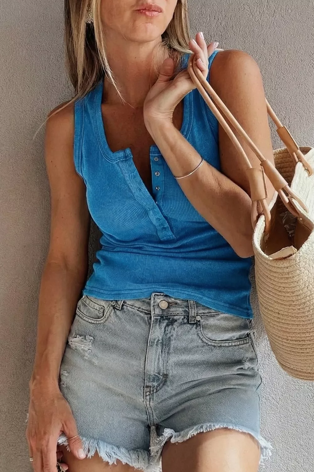 Ribbed Knit Wide Strap Tank, image 3