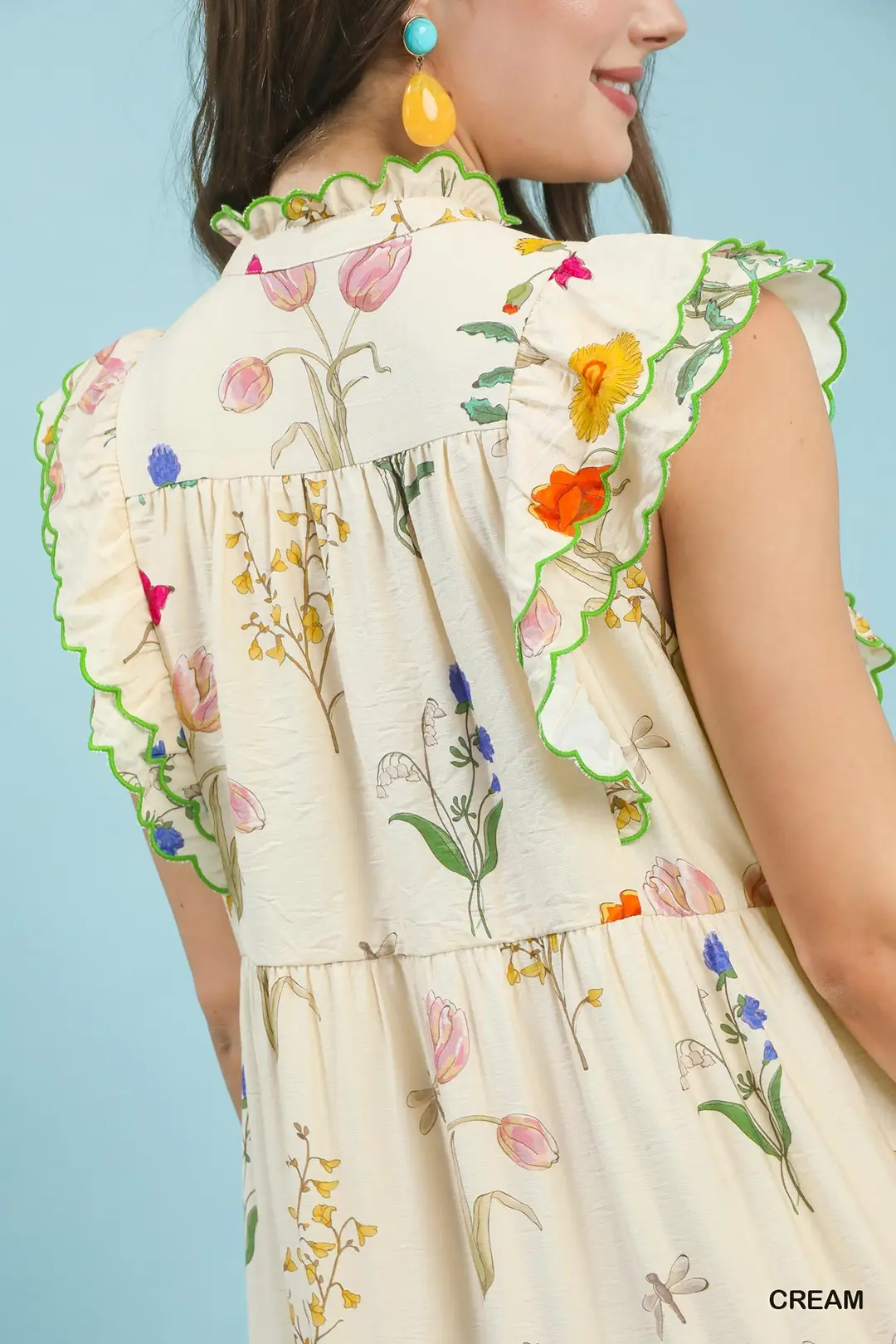 Floral Ruffle Tiered Midi Dress with Scalloped Detail, image 7