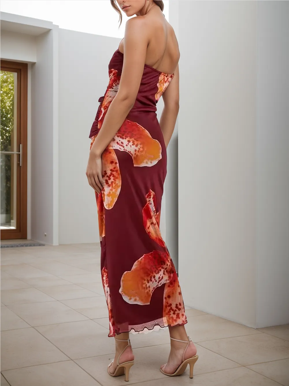 Printed Tube Sleeveless Maxi Dress, image 3