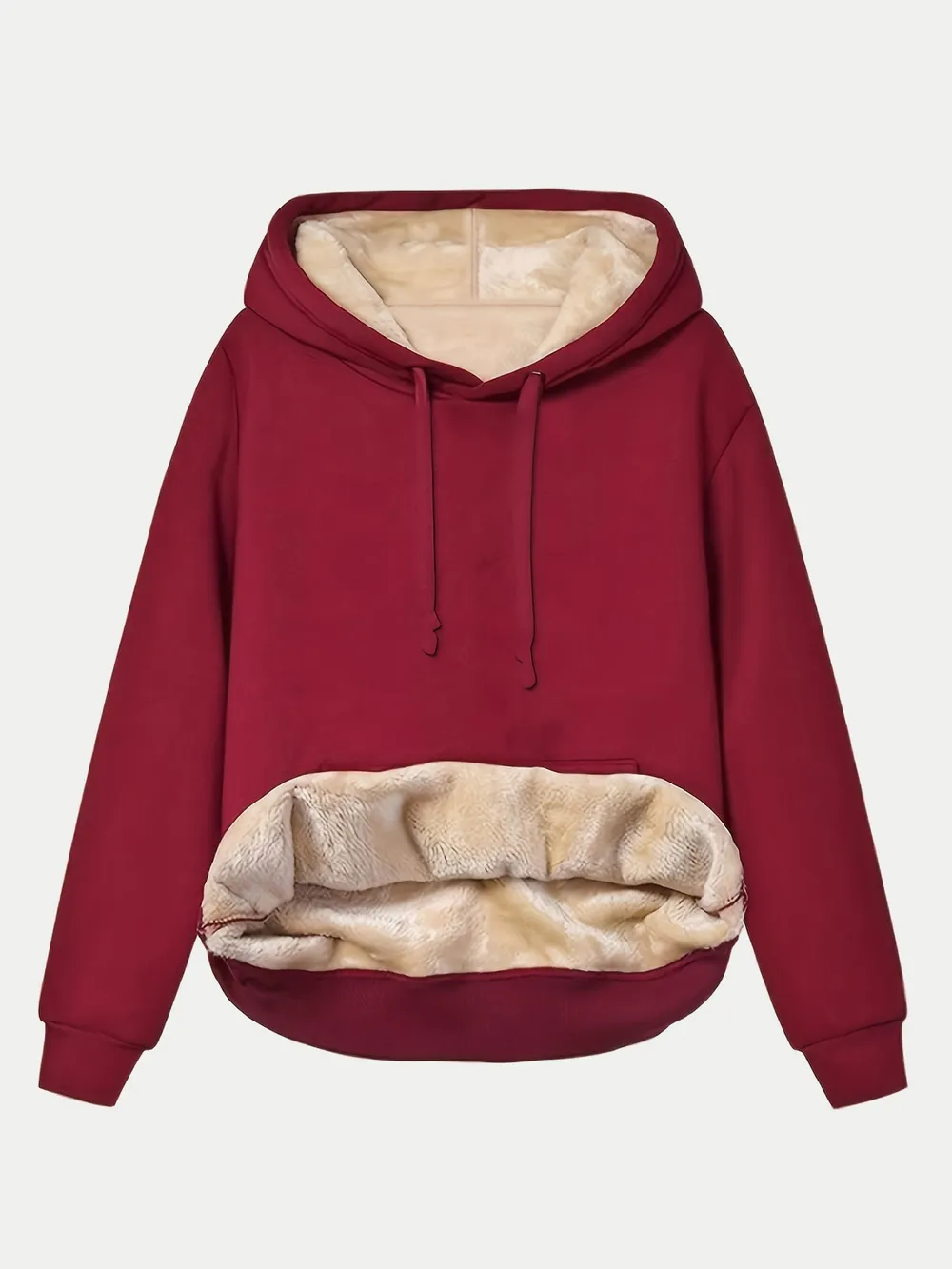 Drawstring Long Sleeve Hoodie with Kangaroo Pocket, image 4