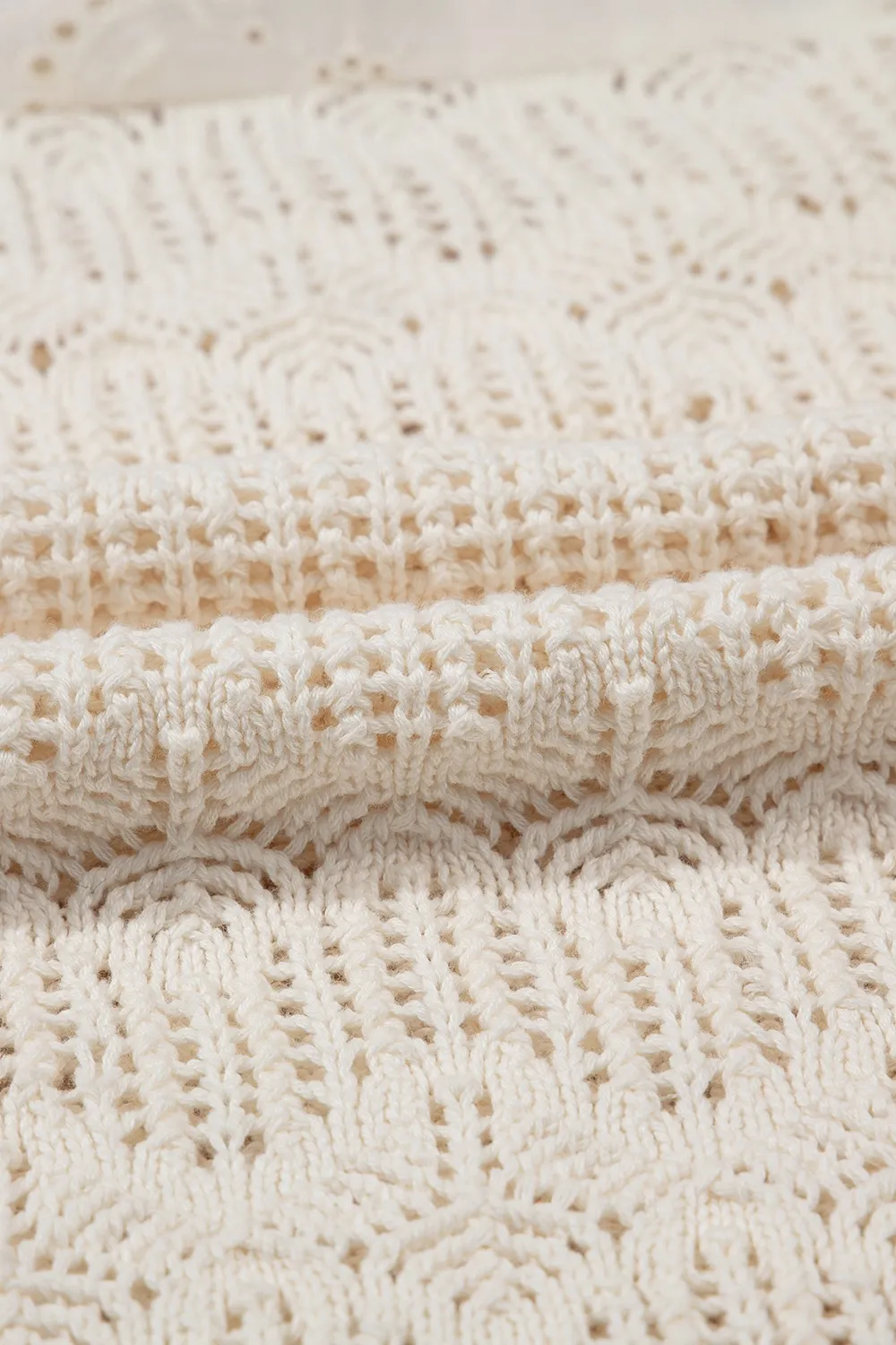 Embroidered Patchwork Hollow Out Knitted Ruffle Sweater Vest, image 11