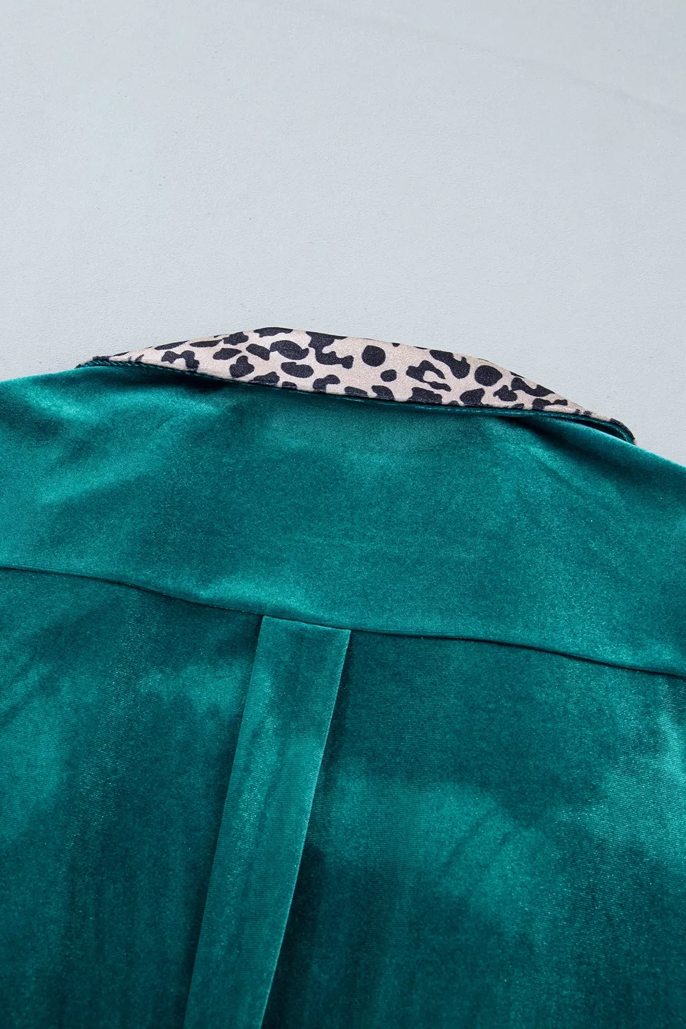 Velvet Contrast Leopard Print Lapel Collar Open Front Cardigan, image 8