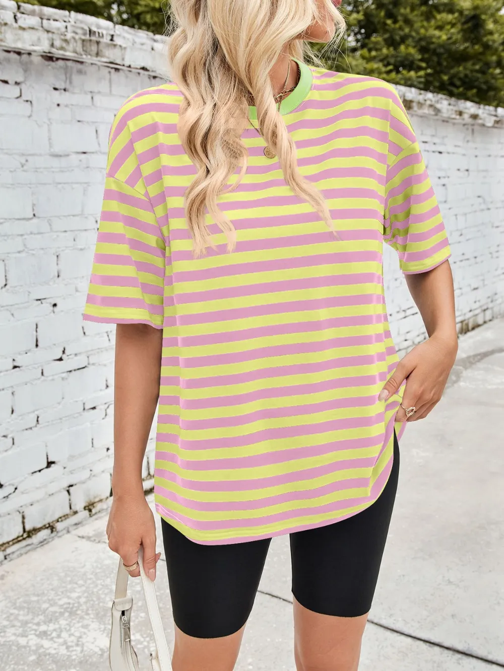 Striped Round Neck Half Sleeve T-Shirt, image 6