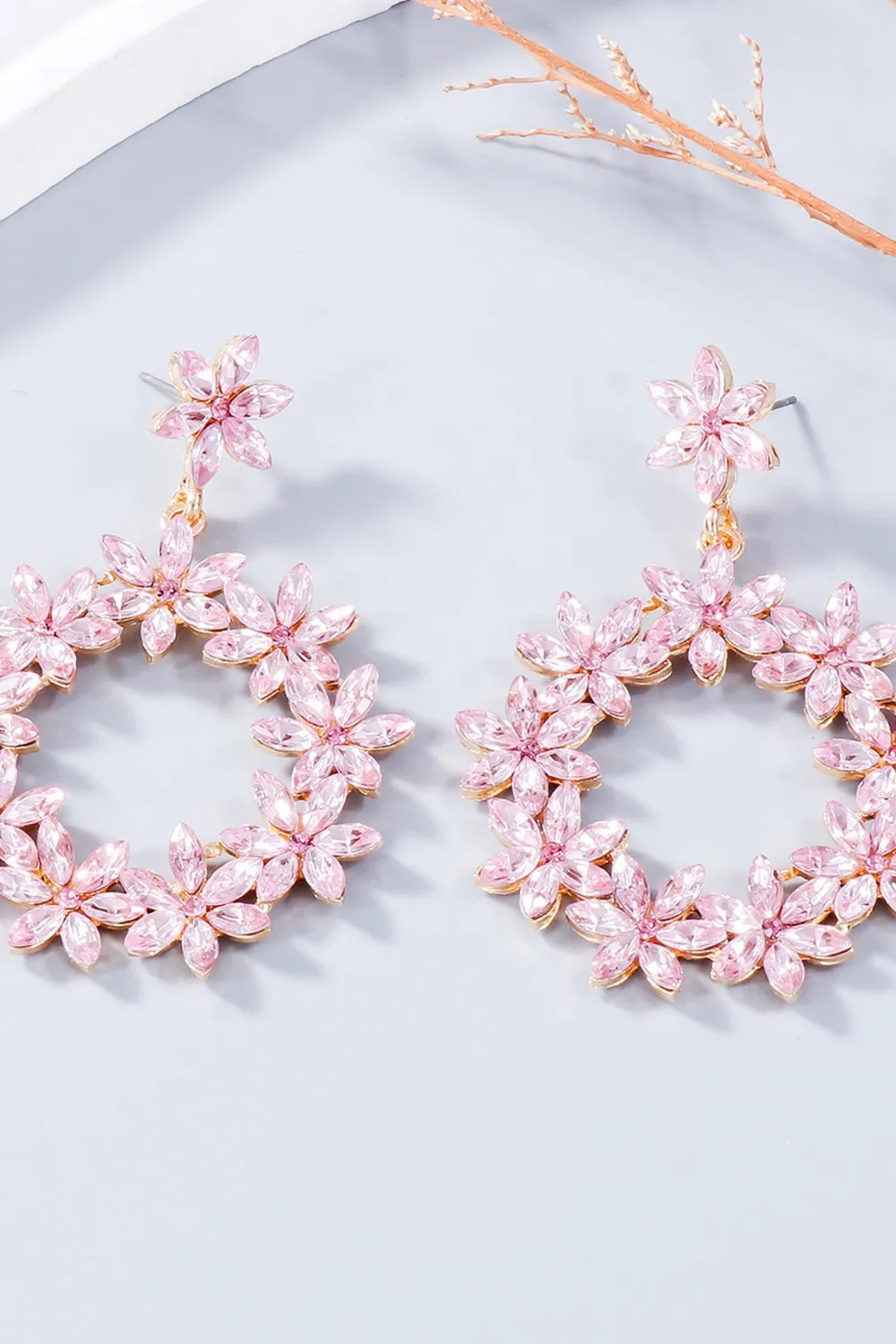 Rhinestone Flower Dangle Earrings, image 15