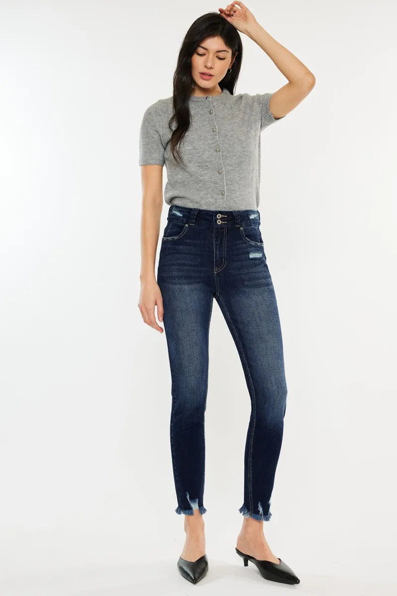 Full Size Cat's Whiskers Raw Hem High Waist Jeans, image 14