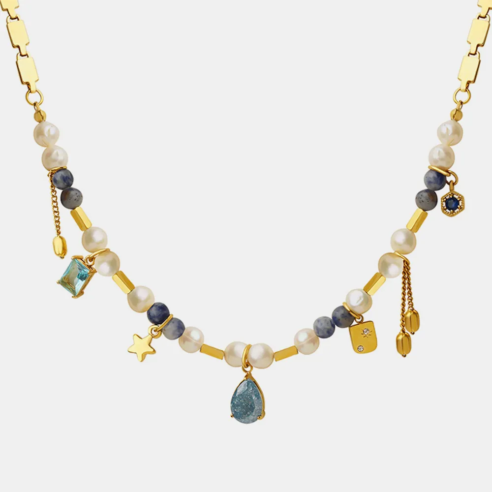 18K Gold-Plated Beaded Charm Necklace, image 4