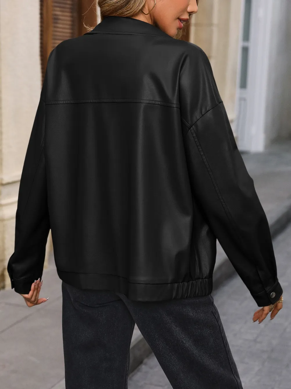 Pocketed Zip Up Collared Neck Jacket, image 12