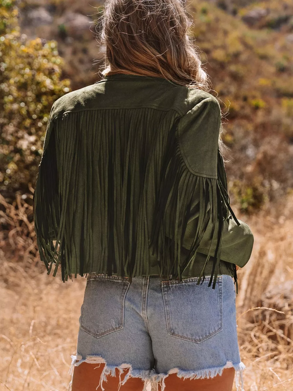 Cropped Fringe Faux Suede Jacket, image 5