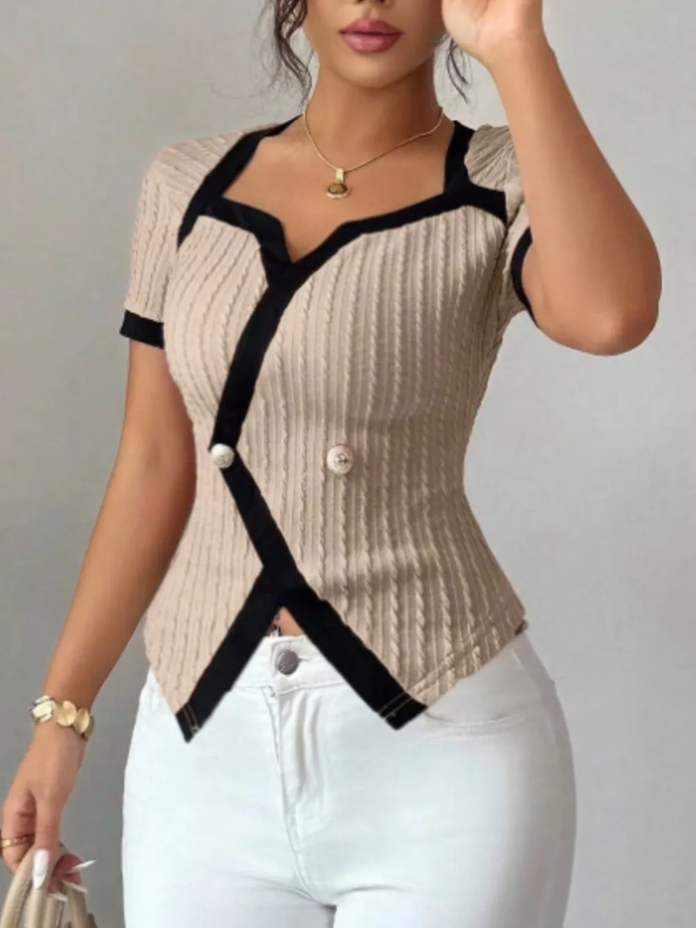 Contrast Trim Short Sleeve T-Shirt, image 9