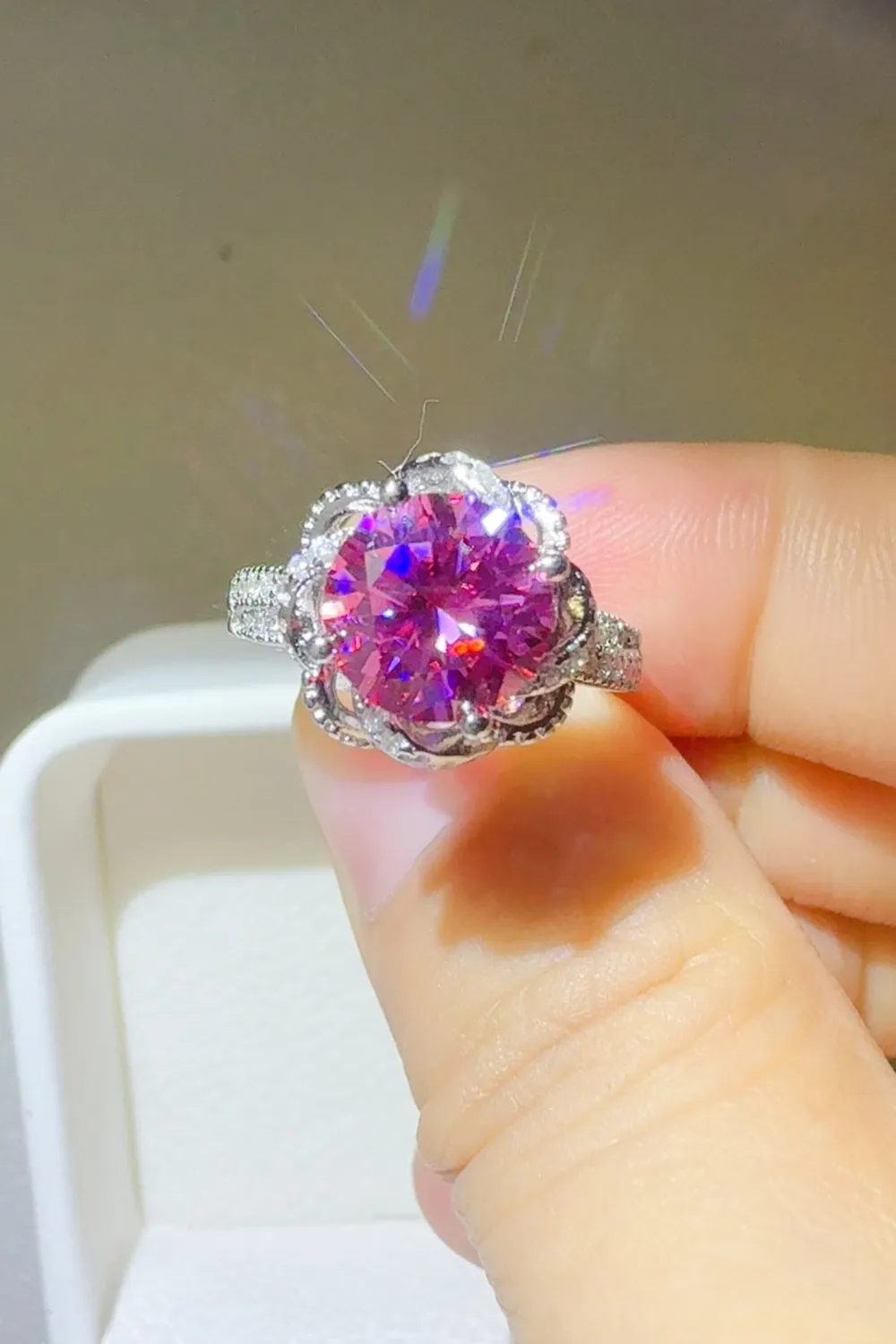 2 Carat Moissanite 925 Sterling Silver Flower Shaper Ring, image 4