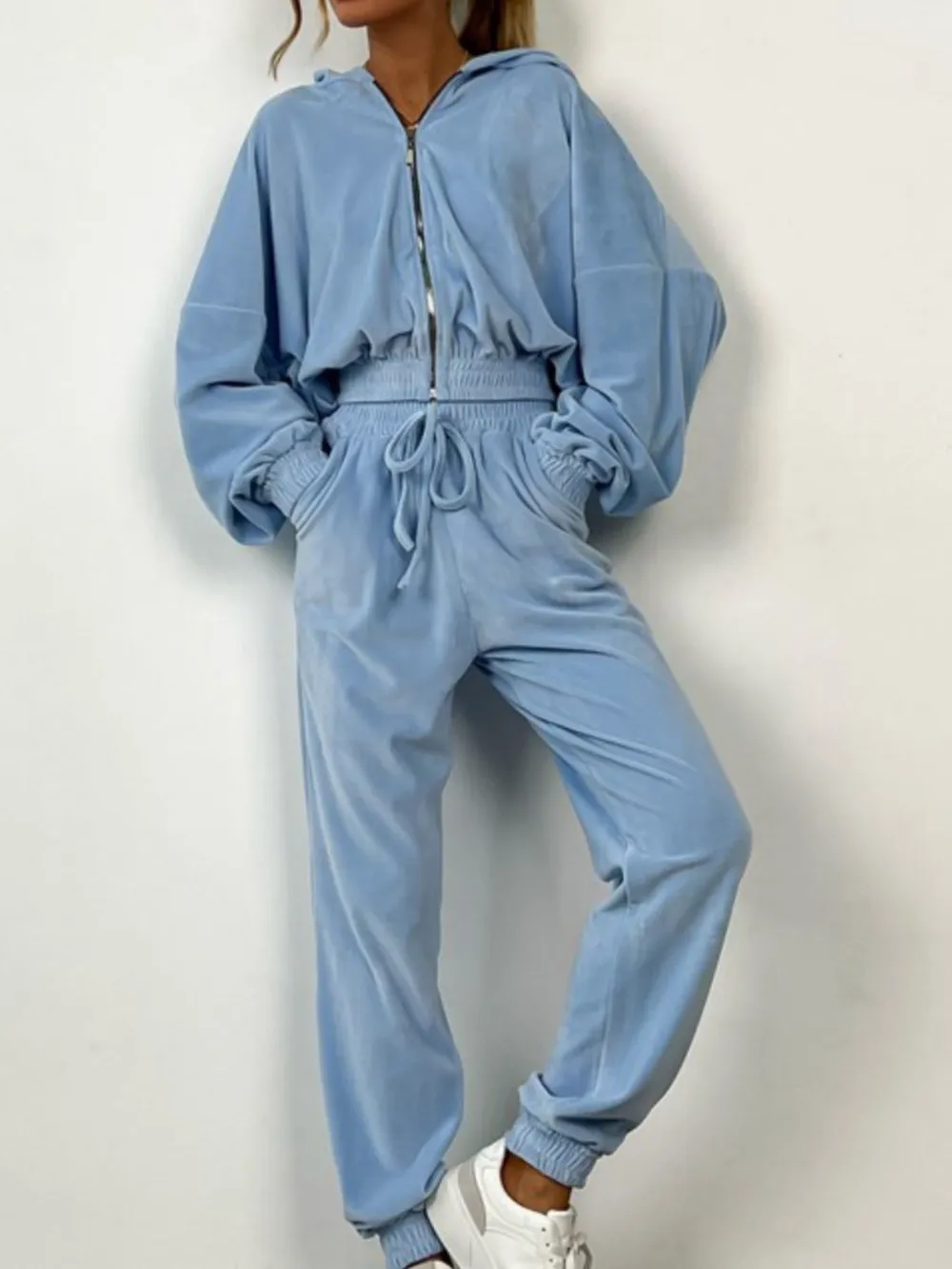 Zip Up Long Sleeve Top and Pants Set, image 2