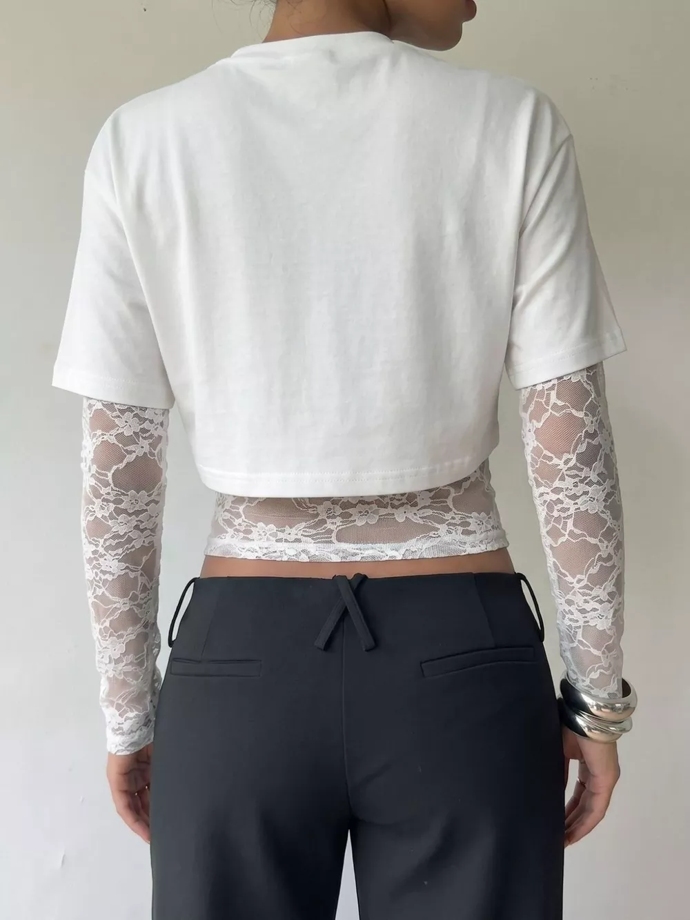 Lace Patchwork Short Sleeve T-Shirt, image 10