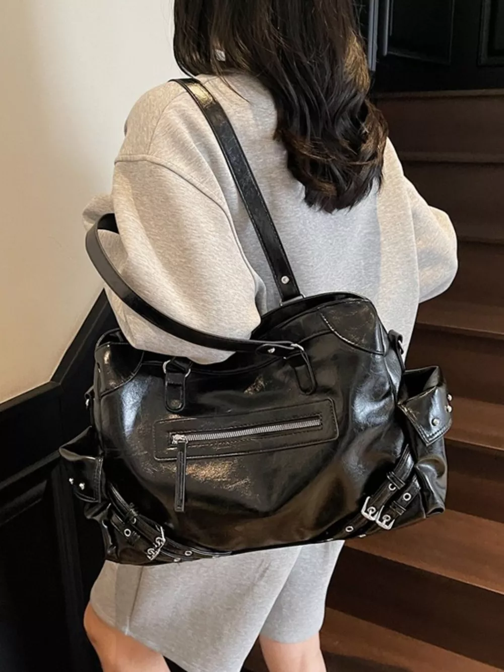 Buckle Accents Shoulder Bag, image 4