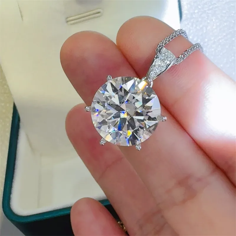 10 Carat Moissanite 925 Sterling Silver Pendant Necklace, image 5