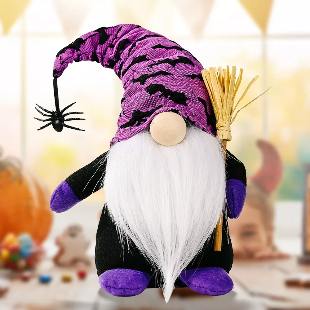 Halloween Decorative Gnomes with Witch Hats and Broomsticks, image 8
