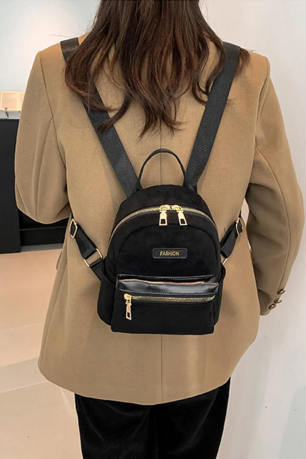 Suede Adjustable Strap Backpack Bag, image 8