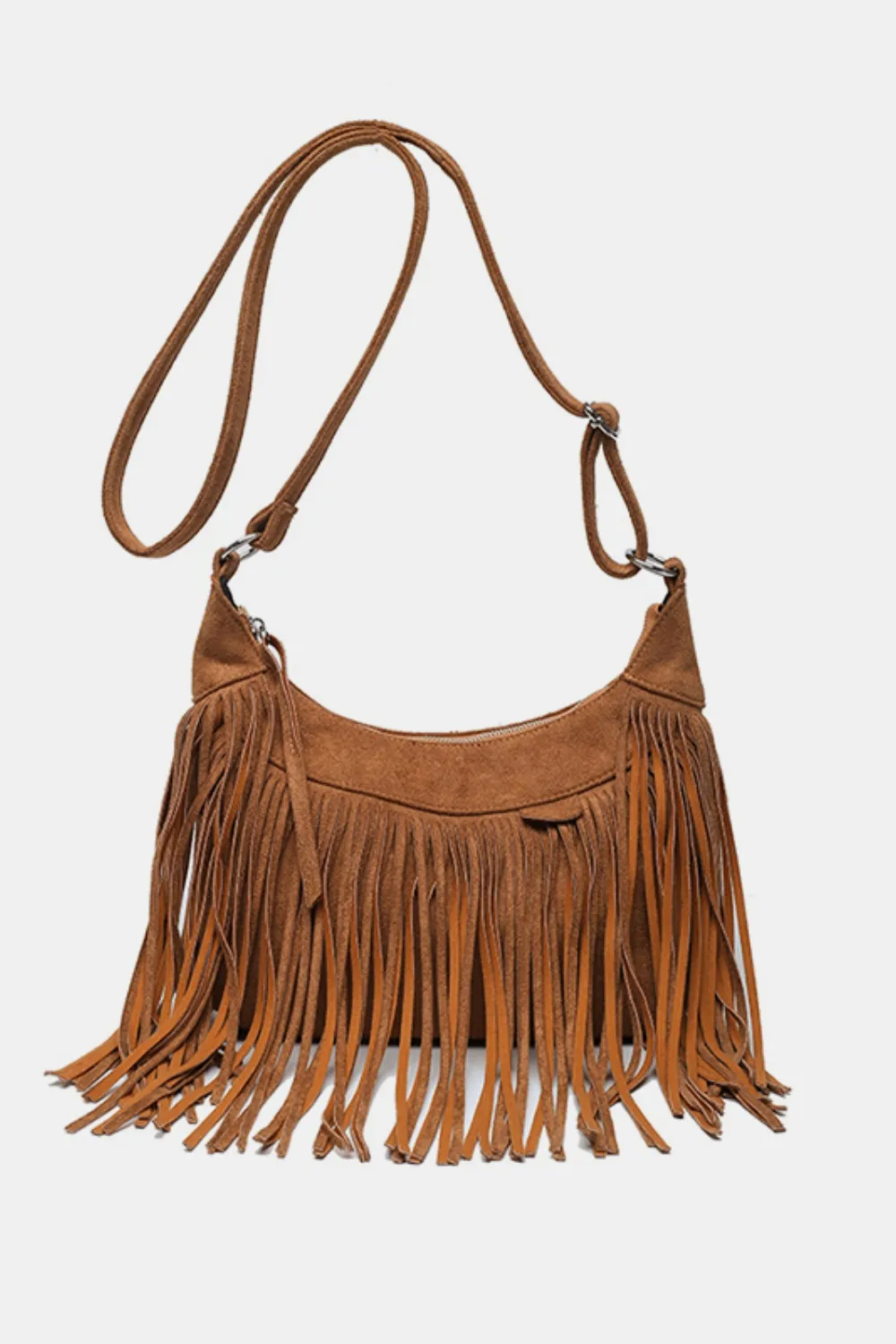 Suede Fringe Adjustable Strap Shoulder Bag, image 15