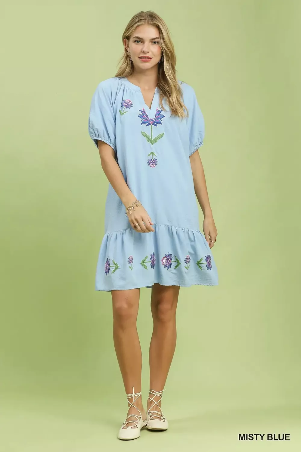 Embroidered Floral Babydoll Dress, image 5